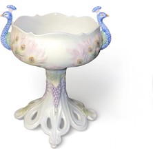 Rakun Home Tavus Kuşu Motifli Ayaklı Porselen Kase & Şekerlik