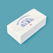 Evidea Kitchen 25'li Bon Appetit Desen Peçete - Beyaz - 16X8 cm