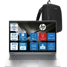Hp Probook 4 G1I Intel Ultra7 255U 48GB Ddr5 1tb SSD Intel® Grafik IPS 300 Nits 16''inç 1920 x 1200 WIN11PRO Taşınabilir Bilgisayar D03KJETP18+ZETTAÇANTA