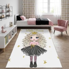 Carpettex Prenses Figürlü Kız Çocuk Odası Halısı – Kaymaz Tabanlı Yıkanabilir Dijital Baskılı Halı