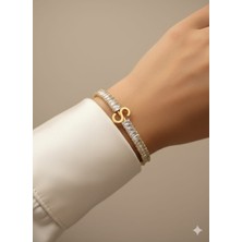 Livaz Accessories Çelik Kadın  Gold  Zirkon  Taşlı  S  Harf  Kelepçe