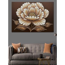 Artmeg Bej Renkli Şakayık Çiçeği Dekoratif Kanvas - Mdf Ahşap Tablo