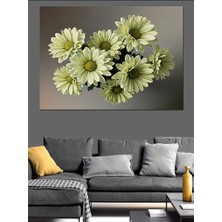 Karizma Tablo Yeşil Krizantem Çiçek Buketi Dekoratif Kanvas - Mdf Ahşap Tablo