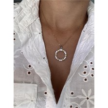 Hercy 316 L Paslanmaz Çelik Zirkon Taşlı Halka Kolye | Yuvarlak Kolye | Gold Kalp Kolye