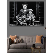 Artmeg Charlie Chaplin ve Çocuk Dekoratif Kanvas - Mdf Ahşap Tablo