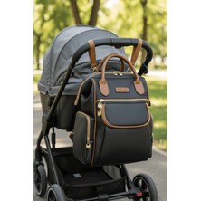 Disanuva Anne Bebek Bakım Sırt-Omuz Çantası Suni Deri Su Geçirmez Termal Biberon Bölmeli Puset Askı Hediyeli