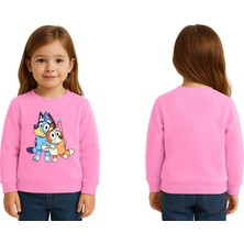 Sedirli Unisex Bluey Baskılı Çocuk Swaetshirt 3 Iplik Şardonlu