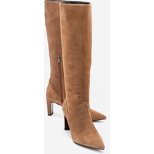 Luvi Merla Toprak Süet Hakiki Deri Kadın Topuklu Çizme