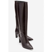 Luvi Merla Kahverengi Cilt Hakiki Deri Kadın Topuklu Çizme