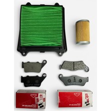 MOTORKİT MK Bajaj Pulsar Ns 200 - Rs 200 Ask Ön + Arka Balata Takımı + Hava Filtresi + Yağ Filtresi Bakım Seti - Motorkit Mk