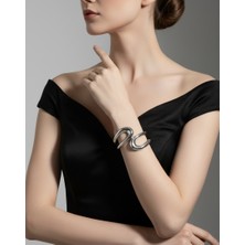 Fm  Gümüş Renk Ovaltasarım Çelik Materyal Üstten Açılır Çelik Kelepçe Bileklik