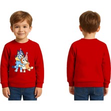 Sedirli Unisex Bluey Baskılı Çocuk Swaetshirt 3 Iplik Şardonlu