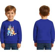 Sedirli Unisex Bluey Baskılı Çocuk Swaetshirt 3 Iplik Şardonlu