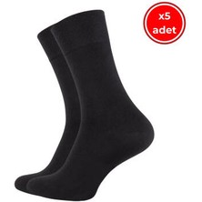 Meristanbul Bambu Çorap, 5 Adet, 43-46, Dikişsiz Burun, Yumuşak, Siyah
