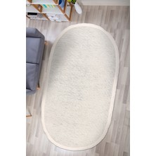 Dekozer Azra Oval Beyaz Halı | Yıkanabilir, Kaymaz Taban, Yumuşak Dokulu Antre ve Mutfak Kilimi