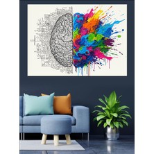 Artmeg Renkli Beyin Sanatsal Çizim Dekoratif Kanvas - Mdf Ahşap Tablo