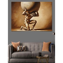 Artmeg Dünyayı Taşıyan Atlas Heykeli Dekoratif Kanvas - Mdf Ahşap Tablo