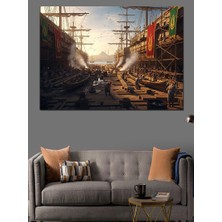 Tarihi Tersane Gemi Yapımı Dekoratif Kanvas - Mdf Ahşap Tablo