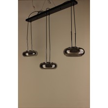GN Gen Aydınlatma Minimalist Siyah Kasalı Füme Camlı 3'lü Sarkıt 3 Renk Işıklı Şık Aydınlatma