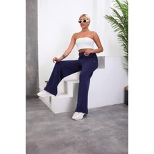 Moda Banuş Modal Kumaş Zr-Düz Bel Lacivert Bol Paça Eşofman