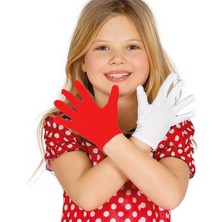 Shopwave Gösteriler Için 1 Çift Kırmızı Beyaz Pandomim Eldiveni Çocuk Boy (5047)