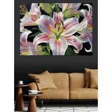 Pembe Zambak Çiçek Buketi Dekoratif Kanvas - Mdf Ahşap Tablo