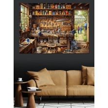 Eski Ahşap Atölye Içi Dekoratif Kanvas - Mdf Ahşap Tablo