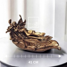 İki Yedi Konsept Altın Düşler Perisi Peri Figürlü Dekoratif Kase, 41 cm Masa Üstü Obje Biblo ve Aksesuar Ev Hediyesi