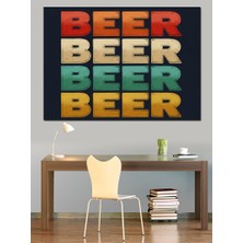 Bira Yazılı Retro Poster Dekoratif Kanvas - Mdf Ahşap Tablo