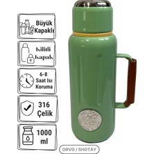 Shotay Retro 1 L 316 Çelik Termos – Uzun Süre Isı Korumalı, Büyük Kapaklı, Saplı Paslanmaz
