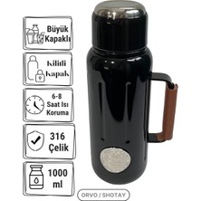 Shotay Retro 1 L 316 Çelik Termos – Uzun Süre Isı Korumalı, Büyük Kapaklı, Saplı Paslanmaz