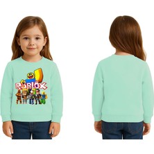 Sedirli Unisex Roblox Baskılı Çocuk Swaetshirt 3 Iplik Şardonlu