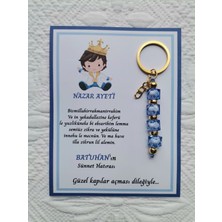 İ&DBABY 72 Adet Küçük Prens Kişiye Özel Nazar Ayeti Sünnet Hatırası Dağıtmalık Mavi Anahtarlık Hediyelik