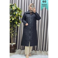 Elmas Tesettür Kadın Giyim Büyük Beden Kapitone Kolu Fermuarlı Kap