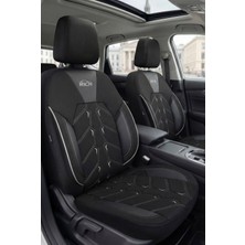 Rich Otomotiv Siyah Jakar Kumaş & Premium Deri Oto Koltuk Kılıfı - Tam Set