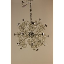 GN Gen Aydınlatma Premium Kristal Çiçek Aranjmanlı Modern Tasarım 3 Renkli LED Avize