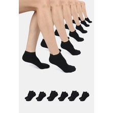 ERENART Bambu Kadın Patik Düz Siyah Çorap Dikişsiz Premium Kutulu 6'lı