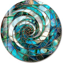 Myphotostation Yeşil Spiral Vitray Yuvarlak Kırılmaz Cam Duvar Tablosu, Ev Dekorasyonu