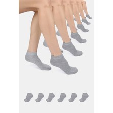 ERENART Bambu Kadın Patik Düz Gri Çorap Dikişsiz Premium Kutulu 6'lı