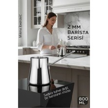 Shopwave Premium 304 Paslanmaz Çelik Cezve - 800 ml Profesyonel Barista Serisi, Isıya Dayanıklı Sap