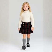 Bym Style Kız Çocuk Etek Ekoseli Şort Etek 4-14 Yaş
