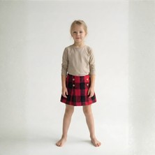 Bym Style Kız Çocuk Etek Ekoseli Şort Etek 4-14 Yaş
