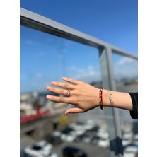 Bordo Mineli Paslanmaz Çelik Kelepçe Bilezik