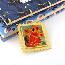 Solfera Vincent Van Gogh Ayçiçekleri Sunflowers Pul Tarzı Metal Ayraç Kitap Ayracı AY092
