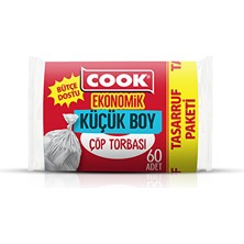 Cook Ekonomik Küçük Çöp Torbası Şeffaf (40 cm x 47 Cm) 60 Yaprak