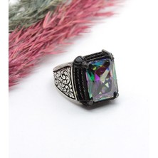 Canka Mistik Topaz Taşlı 925 Ayar Gümüş Erkek Yüzük