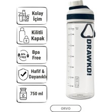 750 ml Su Matarası – Spor ve Günlük Kullanım, Kilitli Kapaklı - Beyaz