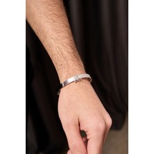 Umut Silver Kişiye Özel Yazı Detaylı 925 Ayar Gümüş Erkek Kelepçe Bileklik