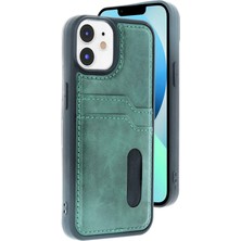 Techmrt Newface Iphone 11 Kılıf Sara Kartvizitli Deri Kılıf - Koyu Yeşil