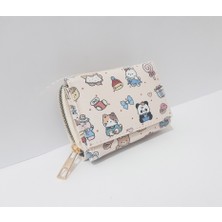 Renkli Çiçekler Çocuk Cüzdan 11X8X4 cm Desenli Çocuk Cüzdanı